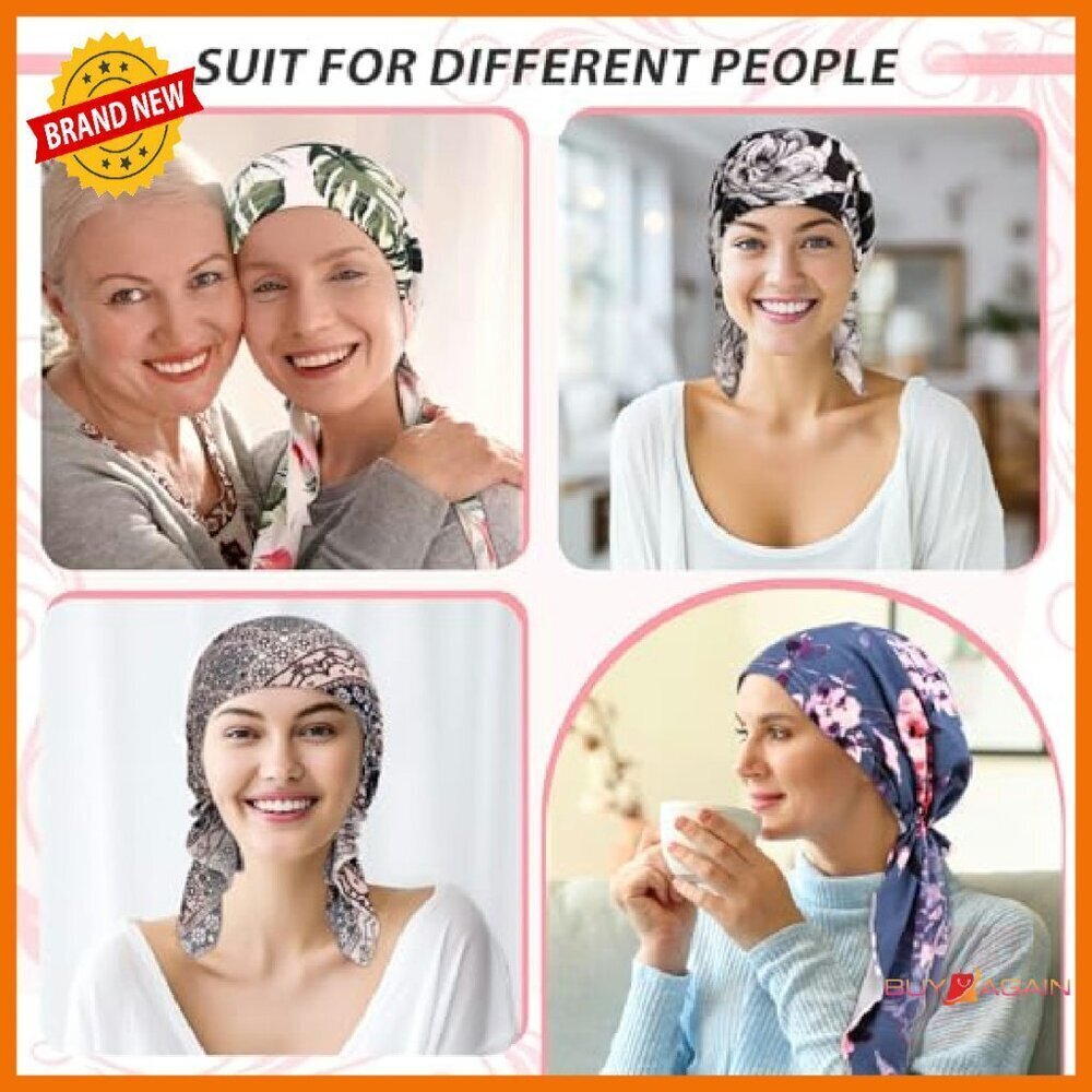 6-Pack Pre-Tied Chemo Headwear Turbans, Stretch Polyester, One Size - Picture 7 of 8